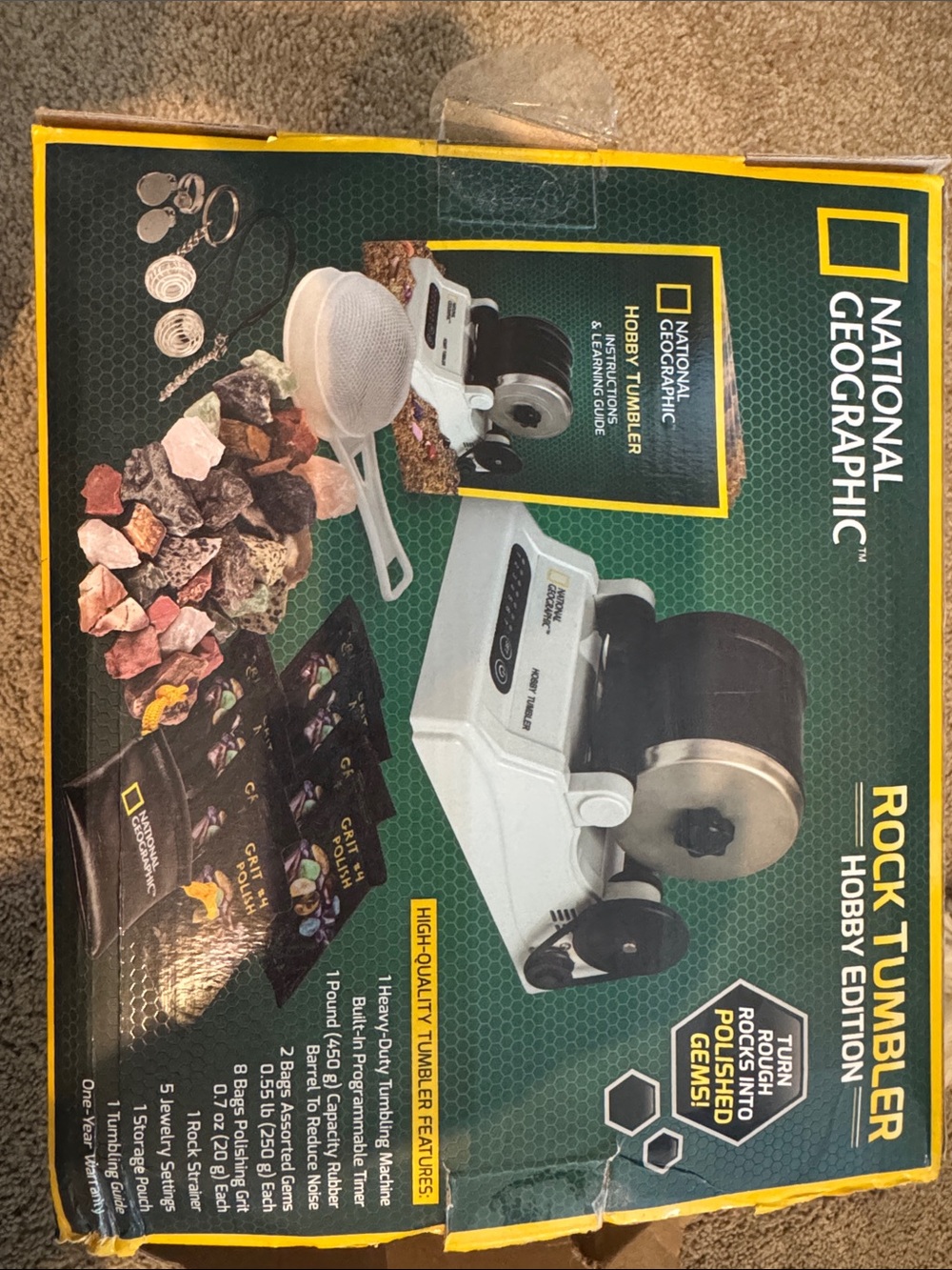 National Geographic Rock Tumbler - White, Black, Yellow